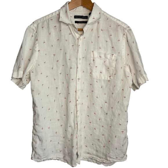 Saks Fifth Avenue White Linen Button Down Shirt - Picture 1 of 5